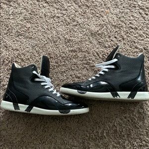 Black and White High Top Designer Sneakers